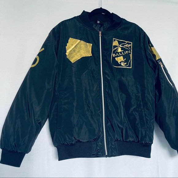 Tupac Black Gold All Eyes On Me Bomber Jacket - Picture 4 of 10
